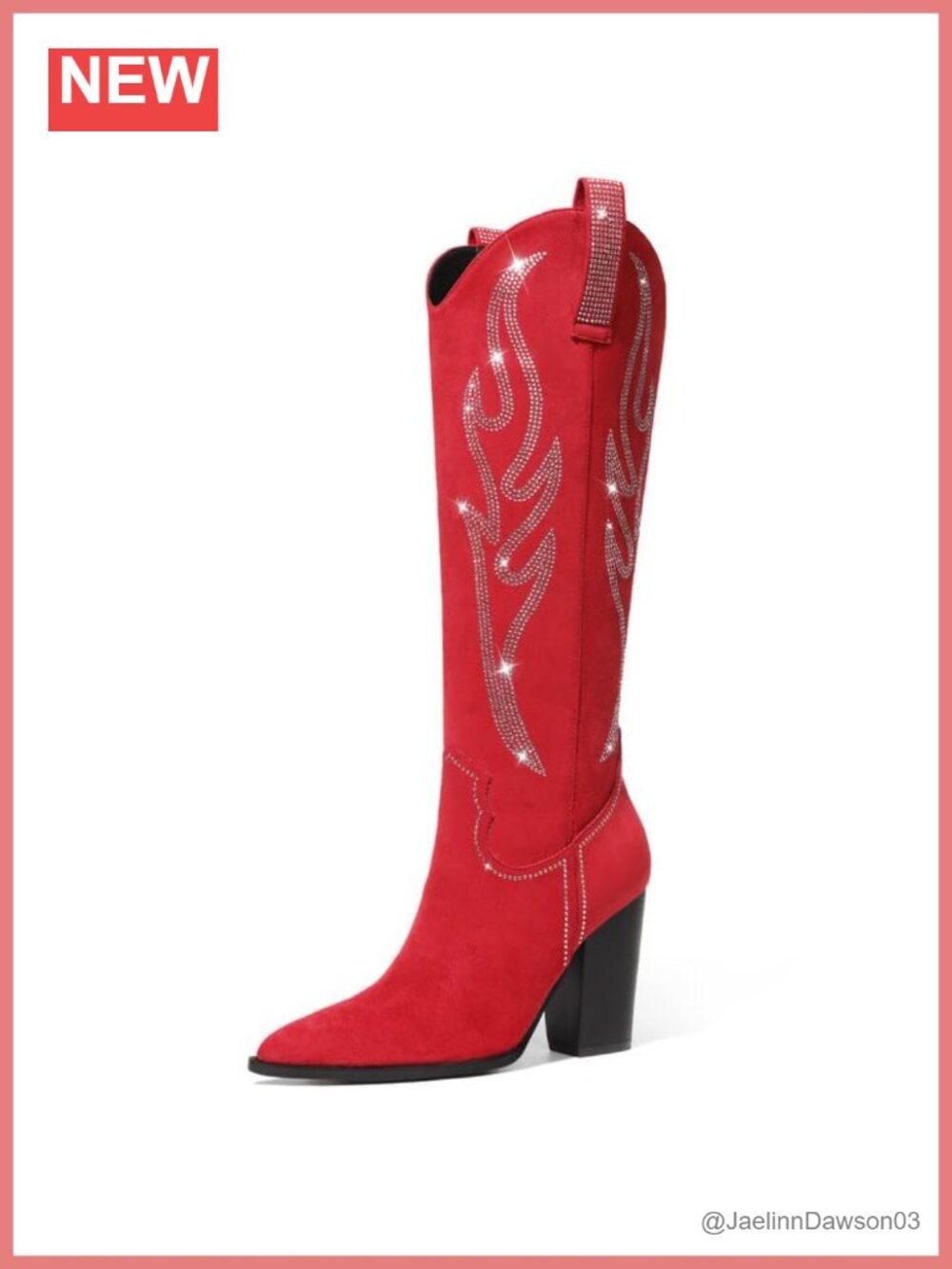 Western Cowboy Boots Knee High Pointed Toe Block Heel Suede Women's